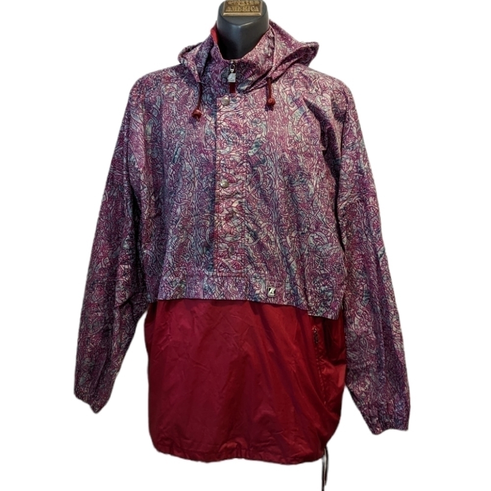 Vintage K Way Pullover 1/2 Zip Windbreaker Jacket XXL Abstract Print Fanny Pack